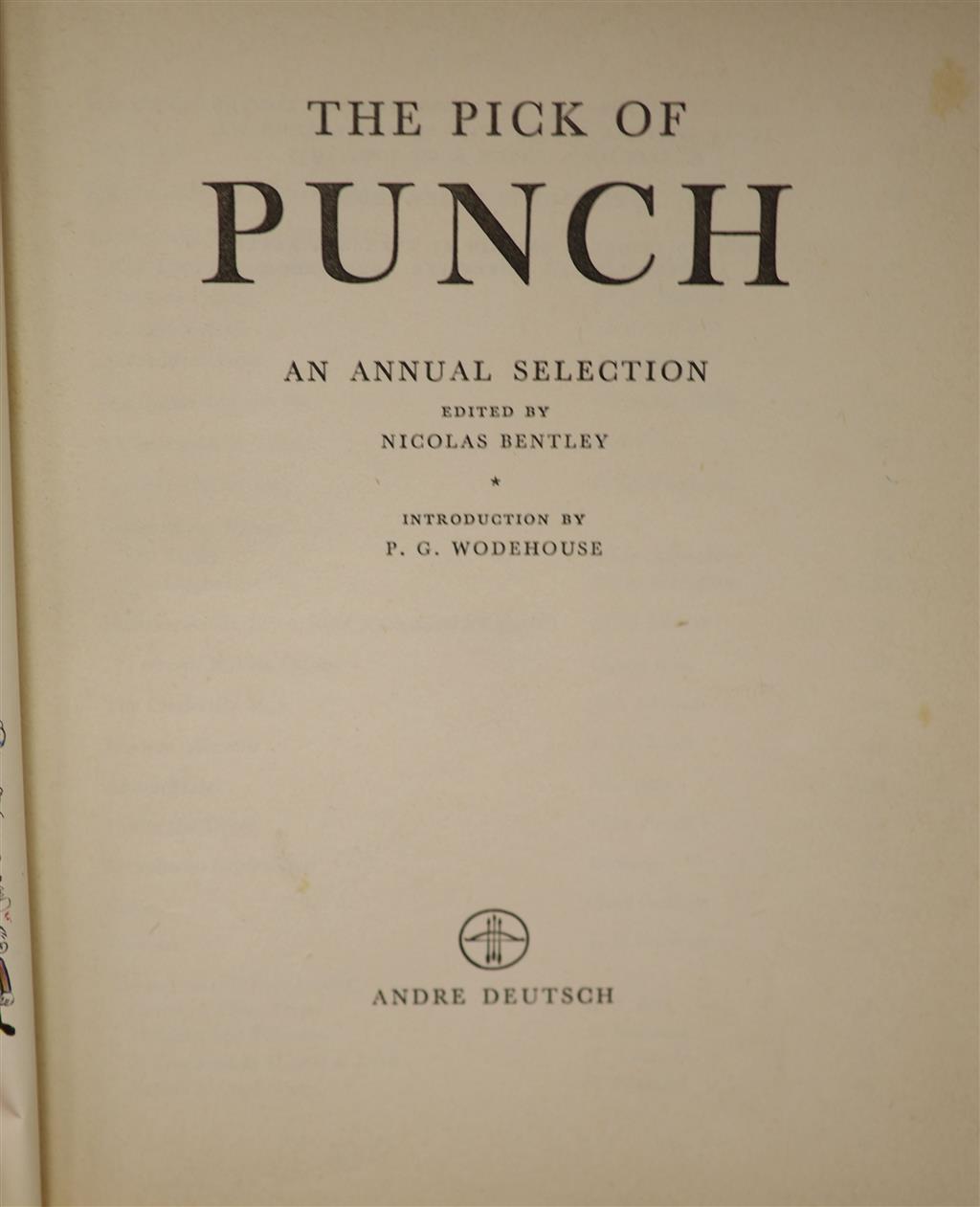 A book binders cast iron press, various Punch publications, a Jacques mahogany patience box